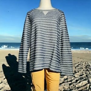 Lou & Grey Striped French Nubby Terry Nautical Scoopneck Preppy Sailing Top M